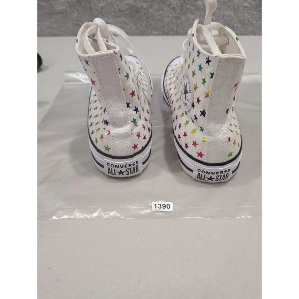 Converse Chuck Taylor All Star Hi Top White Rainbow Stars Shoes Kids 6 Women 8